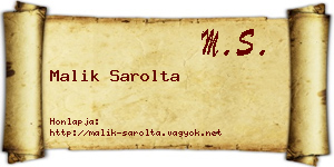 Malik Sarolta névjegykártya